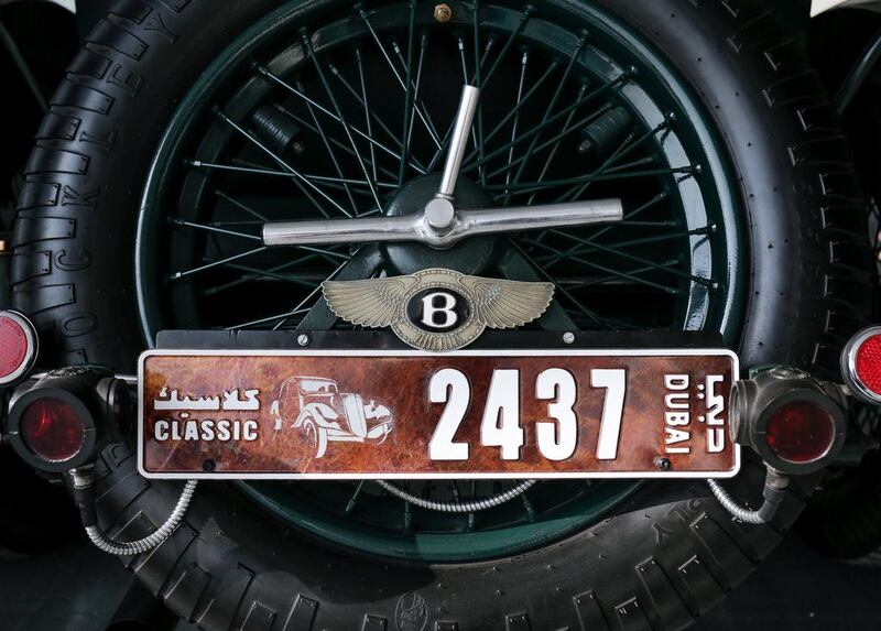 The number plate of Bentley’s 4 1/2 Litre supercharged Blower. Victor Besa for The National