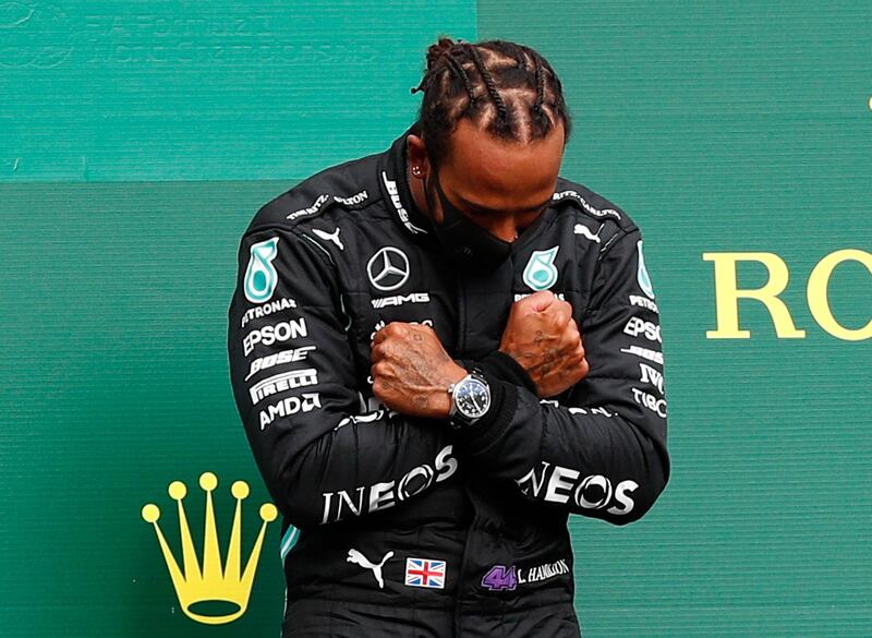 Lewis Hamilton pays tribute to the actor Chadwick Boseman who died on Saturday. Reuters
