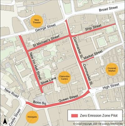 Right in the centre of Oxford, a few streets now comprise the zero-emission zone. Photo: Oxfordshire County Council