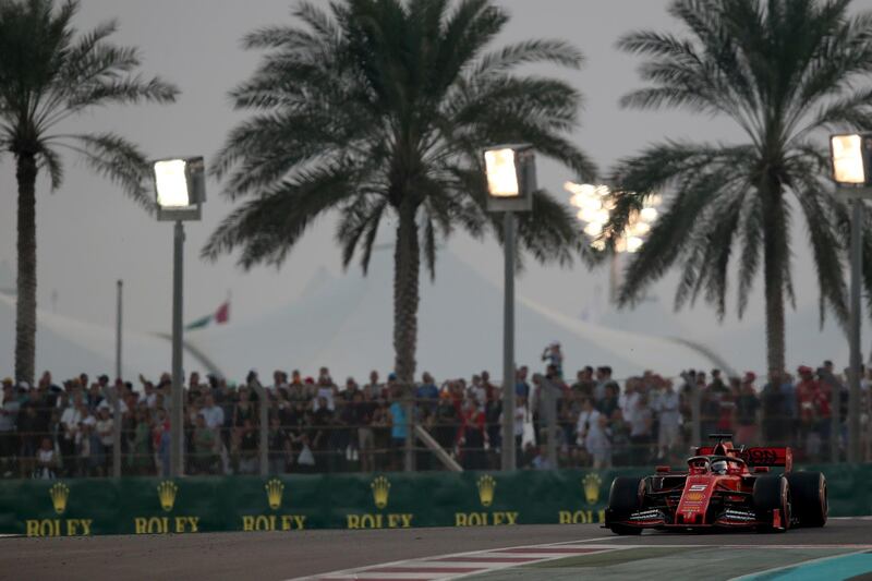 Sebastian Vettel of Germany driving his Ferrari. Getty