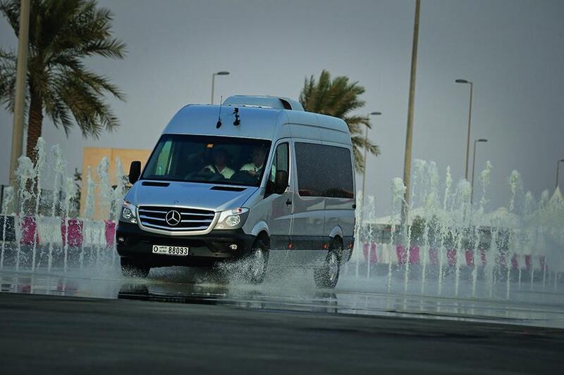 The Sprinter on Yas Marina Circuit’s skid pad. Courtesy of Mercedes-Benz