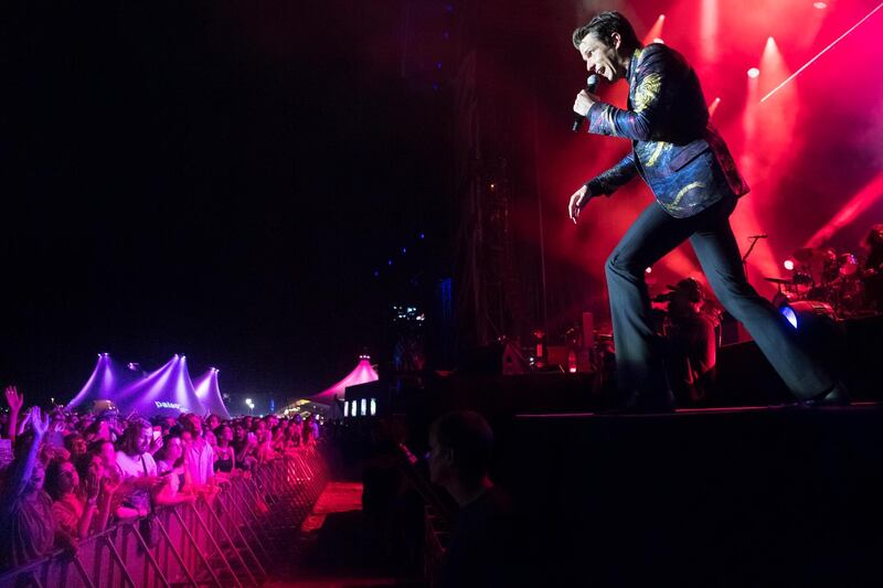 Brandon Flowers of The Killers performs on the main stage during the 43th edition of the Paleo Festival, in Nyon, Switzerland. Laurent Gillieron / EPA