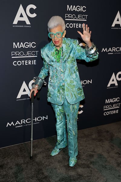 Iris Apfel attends the ACE Awards at Cipriani, New York, in November 2021. Getty Images 
