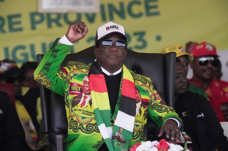 Zimbabwe's President Emmerson Mnangagwa has been elected to a second term. AP