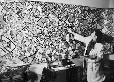 Princess Fahrelnissa Zeid in her London studio in the 1950s. Courtesy of Princess Majda Ra'ad