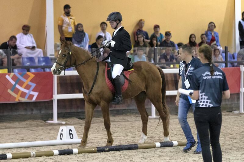 ABU DHABI, UNITED ARAB EMIRATES. 16 MARCH 2019. Special Olympics action at Al Forsan. Christian Moritz, Austria, Equestrian. (Photo: Antonie Robertson/The National) Journalist: None: National.