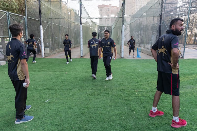Salman Farooq (right) is one of three coaches at the academy who have represented UAE at international level, along with Rameez Shahzad and Nasir Aziz
