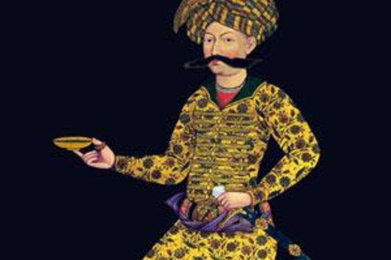 Shah Abbas as depicted on the wall of Isfahan's Chihul Sutun Palace (1647)