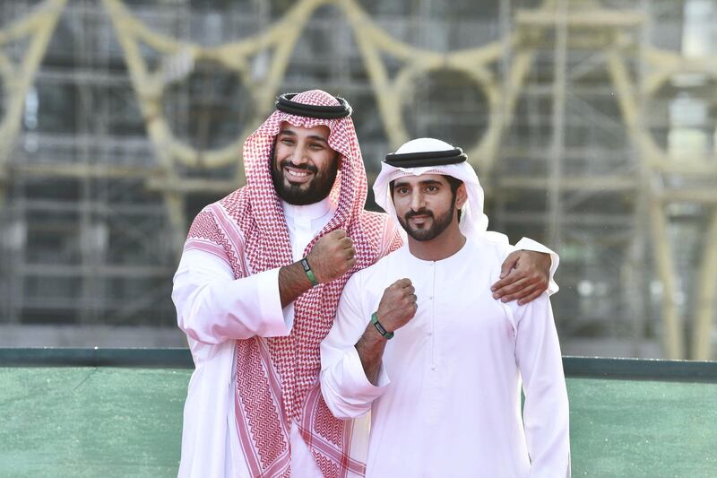 Dubai Crown Prince Hamdan bin Mohammed and Saudi Crown Prince Mohammed bin Salman visit Expo2020 Dubai on the second day of his visit to the UAE. Wam