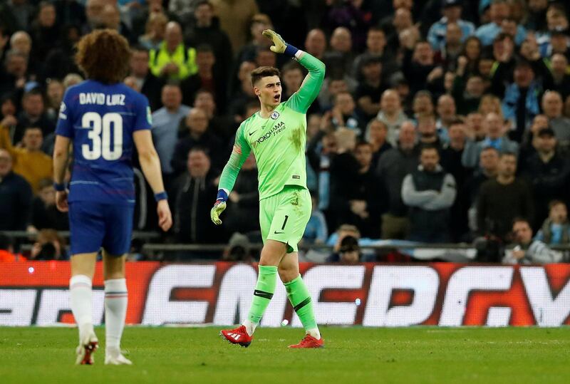 Kepa waves away the request to come off. Reuters