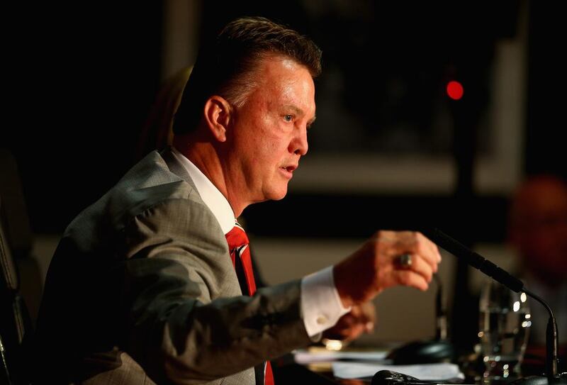 Louis van Gaal appears at a press conference as he is introduced as the new Manchester United manager at Old Trafford on July 17, 2014.  Getty Images