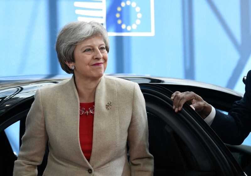 Britain's Prime Minister Theresa May arrives for a European Union (EU) summit at EU Commission Headquarters in Brussels on May 28, 2019. / AFP / POOL / JOHN THYS         
