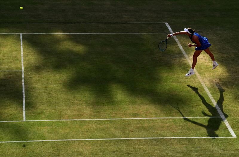 Spain's Garbine Muguruza serving during her last-16 victory over against Sorana-Mihaela Cirstea of Romania in the inaugural Bett1 Open at Rot-Weiss Tennis Club in Berlin on Tuesday, June 15. Reuters