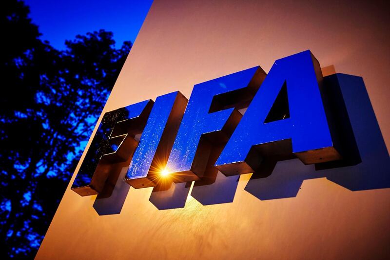 (FILES) In this file photo taken on June 2, 2015, the FIFA logo is pictured at the FIFA headquarters  in Zurich. FIFA on April 6, 2020, urged clubs and players to reach agreement on wage reductions to protect clubs suffering financial damage due to the coronavirus crisis, sources said.
 / AFP / MICHAEL BUHOLZER
