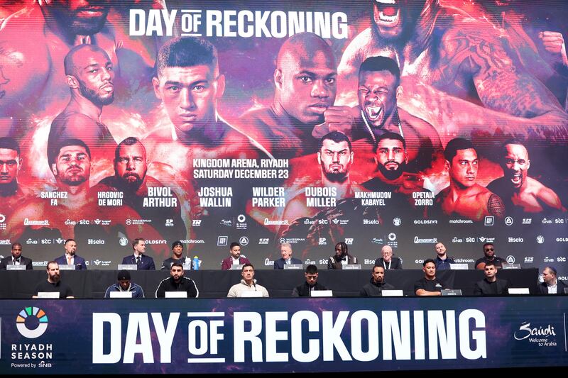 The 16 fighters who will take part in the 'Day Of Reckoning' card in Saudi Arabia. Getty Images