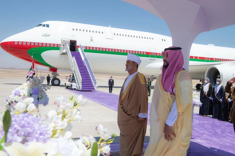 Oman’s Sultan Haitham meets Saudi Arabia’s Crown Prince Mohammed bin Salman in Neom.