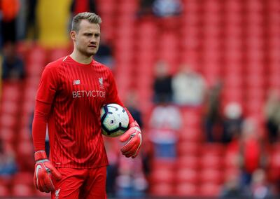 Soccer Football - Premier League - Liverpool v Southampton - Anfield, Liverpool, Britain - September 22, 2018  Liverpool's Simon Mignolet during the warm up before the match  REUTERS/Phil Noble  EDITORIAL USE ONLY. No use with unauthorized audio, video, data, fixture lists, club/league logos or "live" services. Online in-match use limited to 75 images, no video emulation. No use in betting, games or single club/league/player publications.  Please contact your account representative for further details.