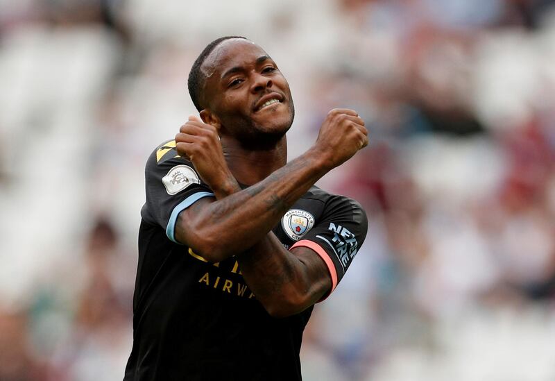 Left midfield: Raheem Sterling (Manchester City) – Just gets more prolific. After his Community Shield goal, Sterling eviscerated West Ham with a hat-trick, including a fine lob. Reuters