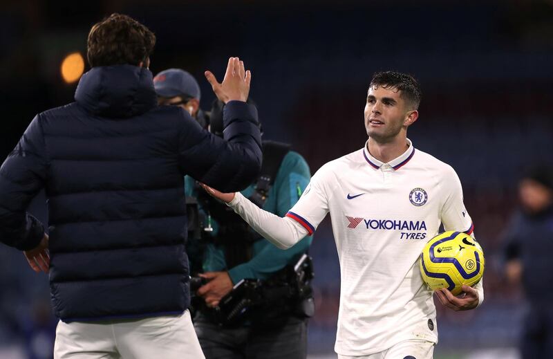 Chelsea's Christian Pulisic celebrates after the match against Burnely. Reuters