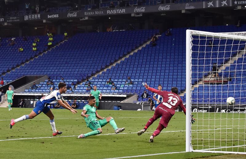 Casemiro scores Real's goal against Espanyol. Getty