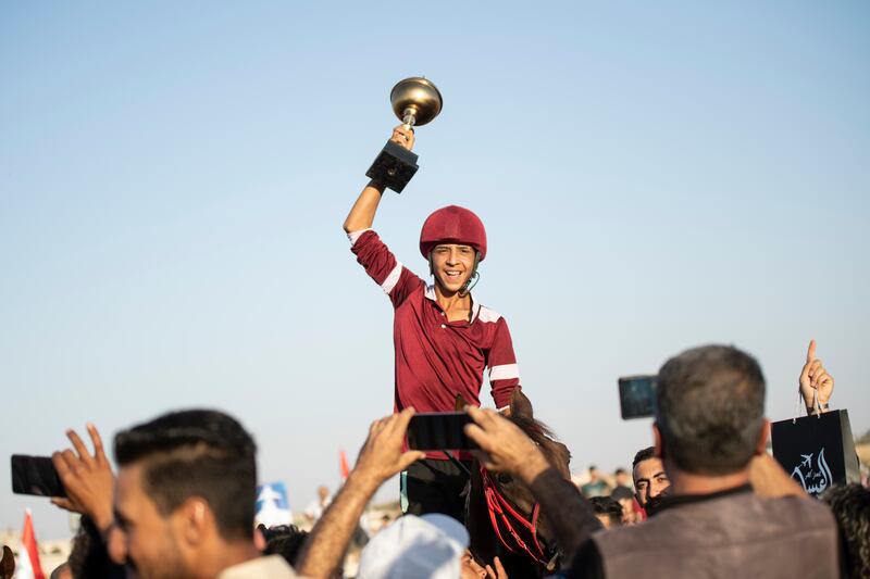 One of the race winners at Berri Al-Sharqi, in Hamah governorate, Syria.  All photos: Hasan Belal for The National