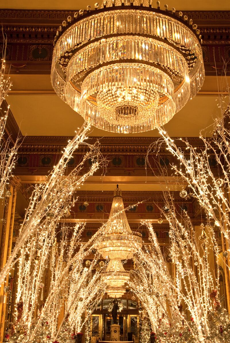 The Roosevelt began decorating the lobby in the 1930s, becoming more intricate each year. Photo: Roosevelt Hotel 