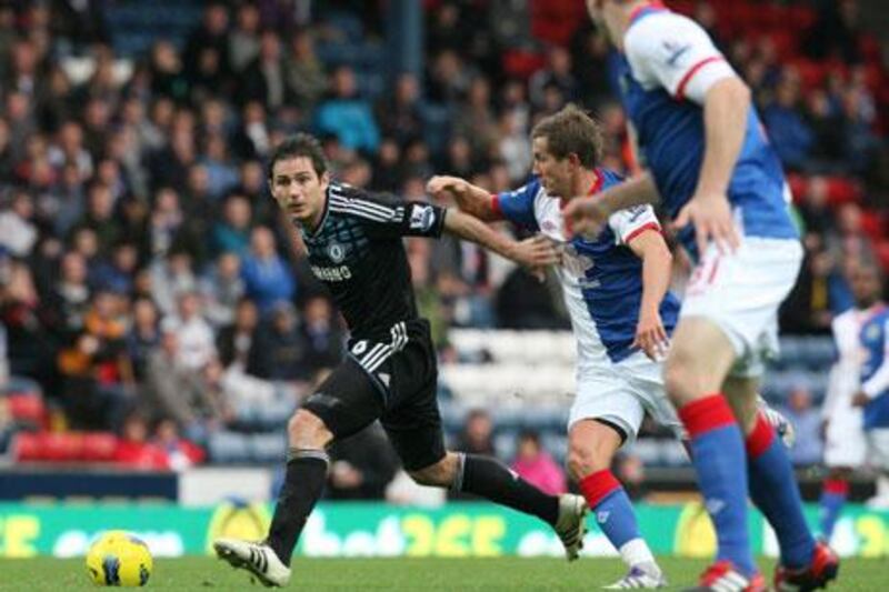 Frank Lampard, left, scored the only goal of the game for Chelsea at Blackburn.