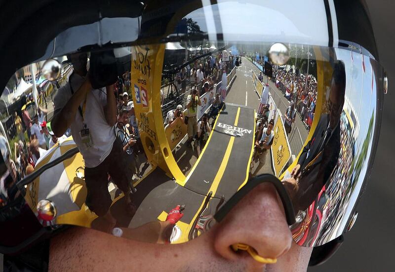 Cofidis rider Nicolas Edet of France concentrates at the start the individual time-trial first stage to the 2015 Tour de France on Saturday. Stefano Rellandini / Reuters