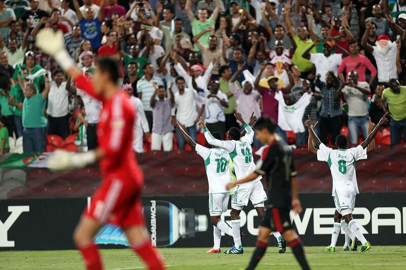 Nigeria and their fans started the celebration early after an own goal gave the Golden Eaglets the lead nine minutes into the match. Two more goals later Nigeria would claim their fourth Under 17 world title. Sammy Dallal / The National

