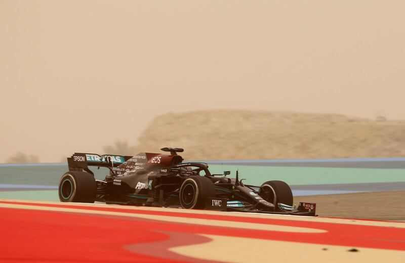 Mercedes' Lewis Hamilton in action during testing. Reuters