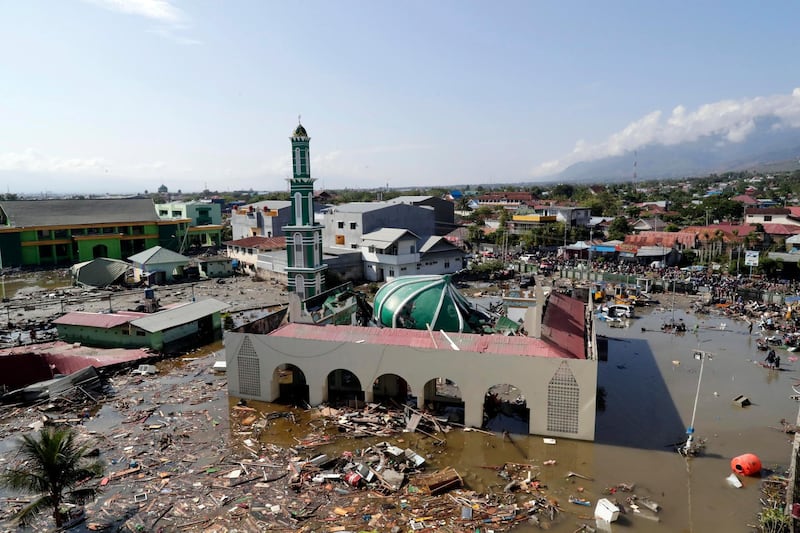 A general view of a damaged mosque in Talise beach, Palu, Central Sulawesi, Indonesia.  EPA
