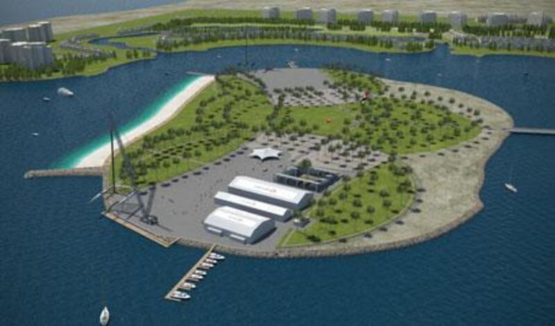 The 22-hectare purpose-built island inside the Al Hamra Village lagoon that will host team bases, the public and media.