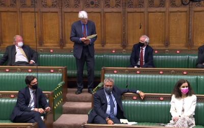 A video grab from footage broadcast by the UK Parliament's Parliamentary Recording Unit (PRU) shows Speaker of the House of Commons Lindsay Hoyle announcing that he would not select an amendment put forward by MP Andrew Mitchell, to debate the Government's cut in Foreign Aid, in the House of Commons in London on June 7, 2021. British Prime Minister Boris Johnson's government on Monday avoided a potentially embarrassing rebellion over cuts to the overseas aid budget, just days before the UK hosts the G7 summit. Speaker Lindsay Hoyle told parliament the rebel amendment forcing government to make up the shortfall on overseas aid elsewhere fell "outside the scope of the bill". - RESTRICTED TO EDITORIAL USE - NO USE FOR ENTERTAINMENT, SATIRICAL, ADVERTISING PURPOSES - MANDATORY CREDIT " AFP PHOTO / PRU "
 / AFP / PRU / - / RESTRICTED TO EDITORIAL USE - NO USE FOR ENTERTAINMENT, SATIRICAL, ADVERTISING PURPOSES - MANDATORY CREDIT " AFP PHOTO / PRU "
