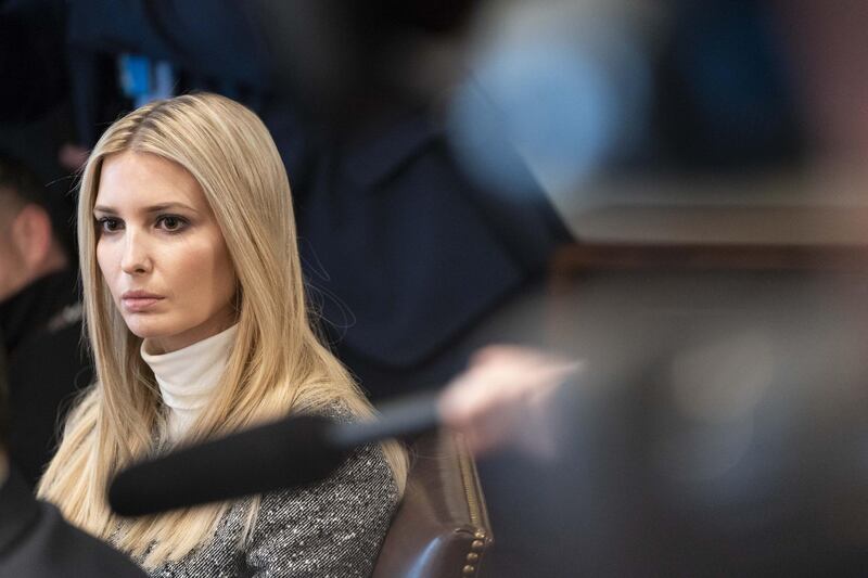 Ivanka Trump, assistant to U.S. President Donald Trump, listens during a meeting about human trafficking on the southern border at the White House in Washington, D.C., U.S. on Friday, Feb. 1, 2019. Trump told reporters on Friday there's a "good chance" he'll declare a national emergency on the U.S. southern border but told them to wait until his State of the Union address on Feb. 5. Photographer: Joshua Roberts/Bloomberg