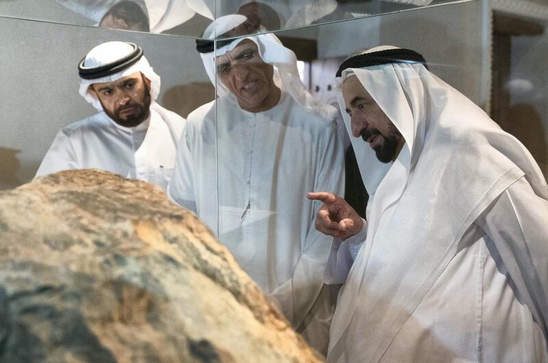 The Ruler of Sharjah laying the foundation stone of the Maritime Academy and unveiling a number of monuments and archaeological buildings in Khor Fakkan.