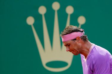 Rafael Nadal during his quarter-final defeat to Andrey Rublez at  the Monte Carlo Tennis Masters. AP