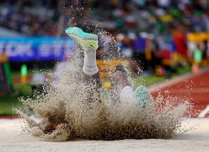 Brazilian Mateus de Sa in action during qualifying for the Men's Triple Jump at the World Athletics Championships in Eugene, Oregon. Reuters