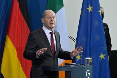 German Chancellor Olaf Scholz announced Nord Stream 2 was being put on hold. EPA 