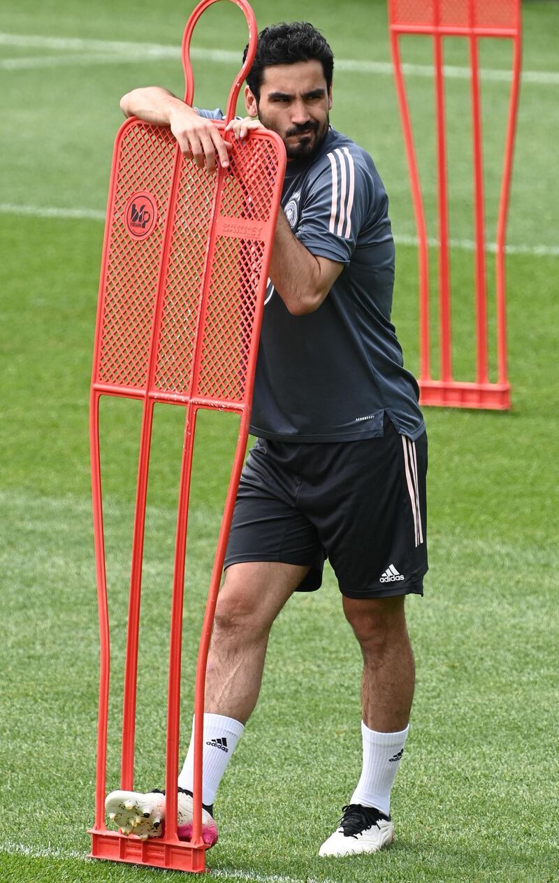 Germany's midfielder Ilkay Gundogan at training in Seefeld, Austria. AFP