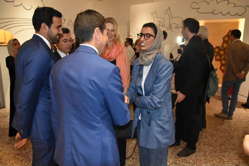<p>Noura Al Kaabi at the opening of the exhibition</p>
