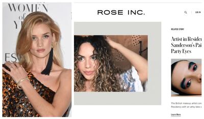 British model and actress Rosie Huntington-Whiteley's website is purely beauty focused. Getty Images