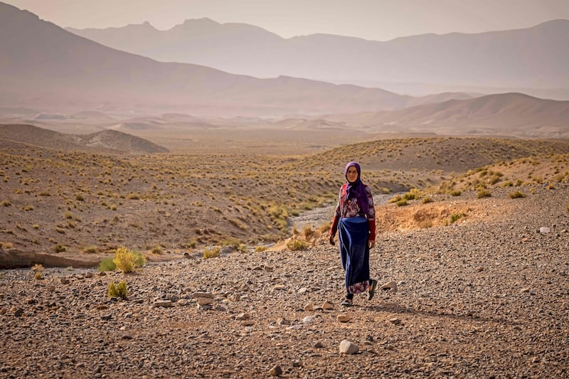 Amazigh Ida Ouchaali at an encampment near the village of Amellagou, where some of the last people to keep Morocco's nomadic traditions reside. They say their ancient lifestyle has become impossible to sustain as climate change brings ever more intense droughts. All photos: AFP