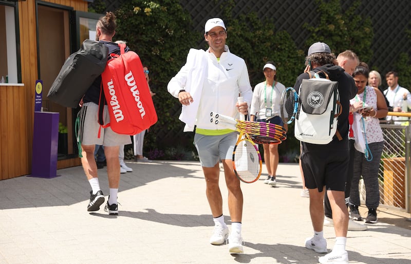 Rafael Nadal arrives for a trainnig session at the All England Club. Getty