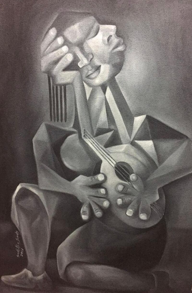 'Man Playing Adungu Instrument' (2001) by Saidi Ali Nasser Sowafy. Courtesy the artist and NYUAD Art Gallery