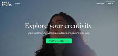 A screenshot of the website of SkillShare.