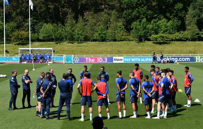 The England squad at training. AFP