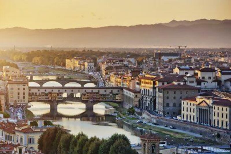 The Florence cityscape at the evening with the Ponte Vecchio. Getty Images