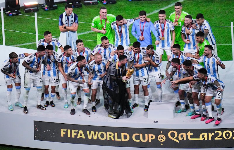 Argentina celebrate victory. AP