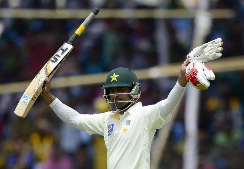 Mohammad Hafeez hit a career-best 224 as Pakistan took charge of the first Test against Bangladesh. Munir uz Zaman / AFP