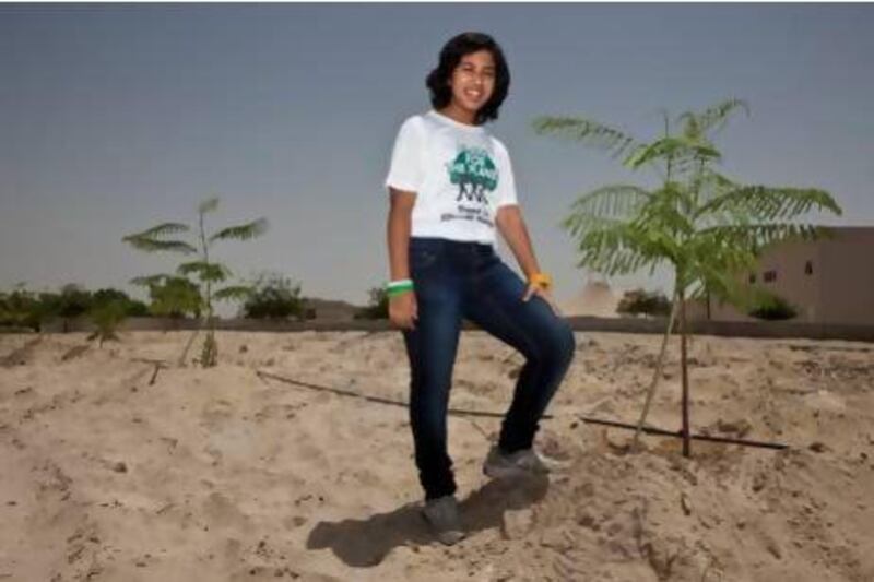 Kehkashan Basu, and her organisation, Green Hope UAE, planted 100 trees in Dubai. Antonie Robertson / The National